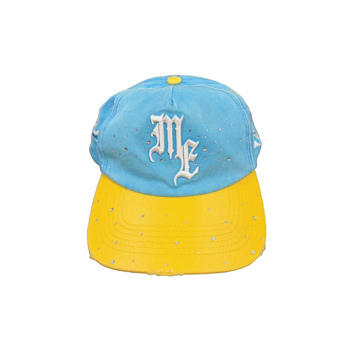 Sparkle Rhinestone Two‑Tone Snapback Hat "ME" Embroidery Hip‑Hop Headwear