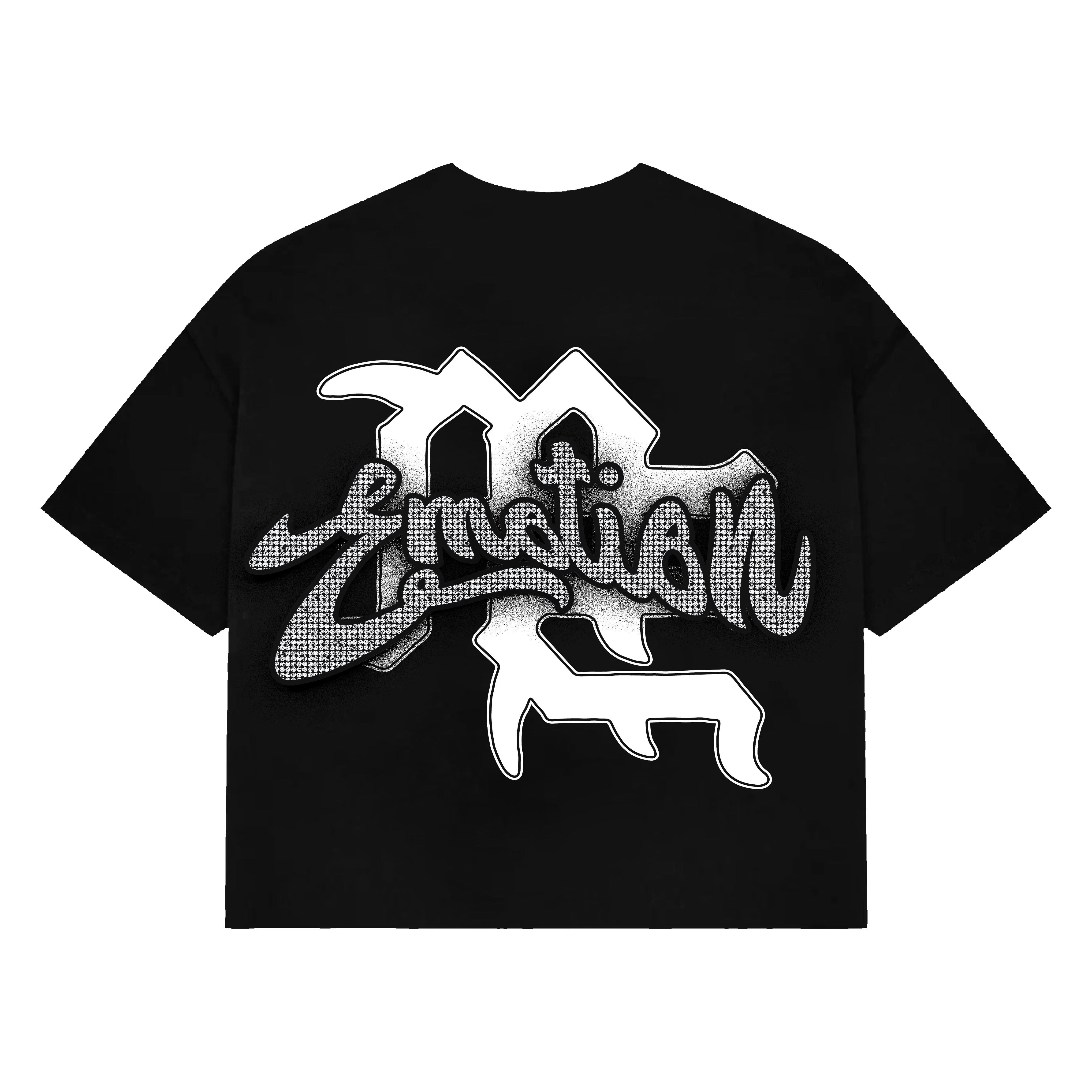 Emotion Angel Vintage Print T‑Shirt Black Boxy‑Fit Casual Street‑wear Short Sleeve Top