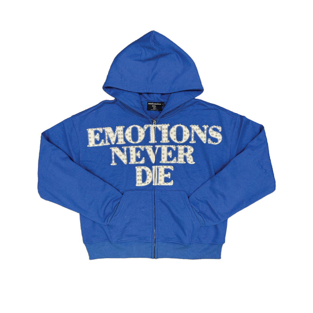 Emotions Never Die Graphic Zip‑Up Hoodie Royal Blue Urban Street‑wear Hooded Top