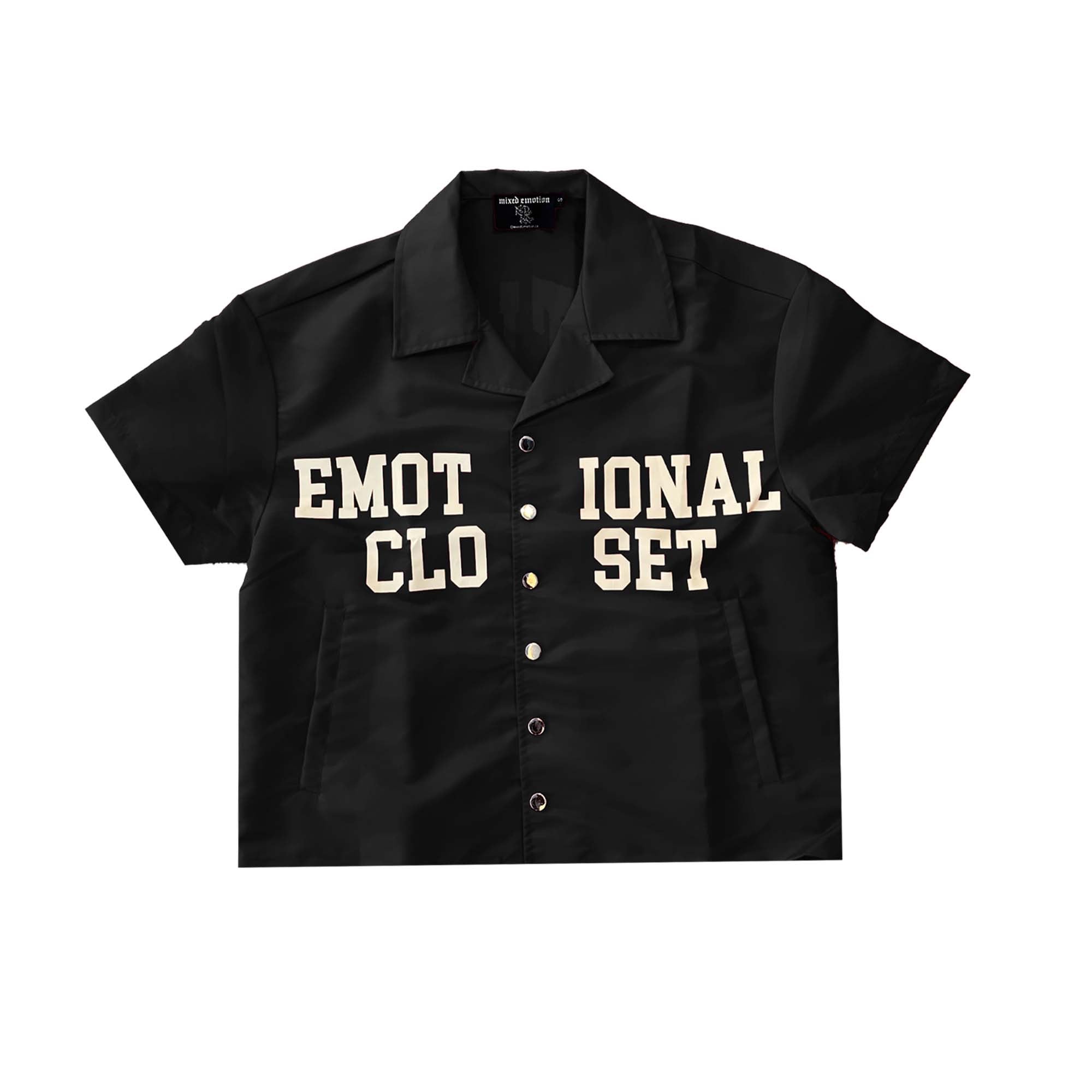 Retro Letter Print Camp Collar Button‑Down Shirt Men Street Casual Shirt