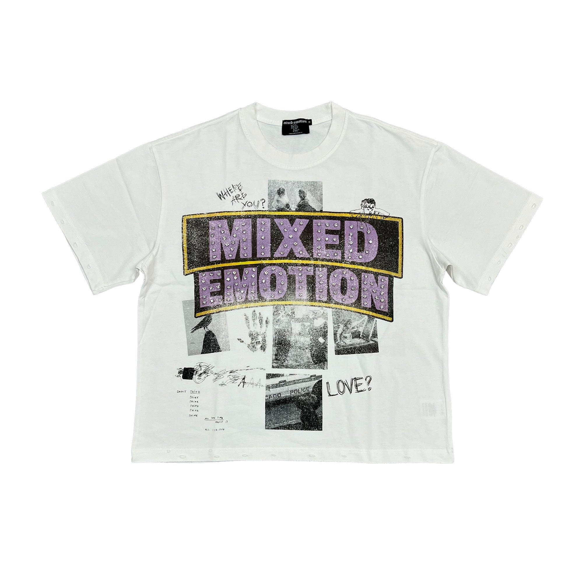 Mixed Emotion Vintage Collage Graphic Print Loose Fit Streetwear T‑Shirt