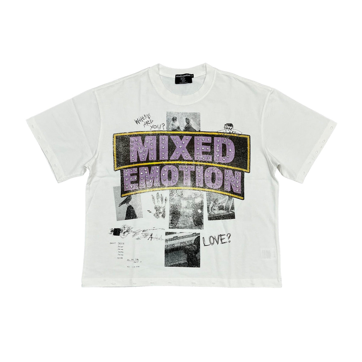 Mixed Emotion Vintage Collage Graphic Print Loose Fit Streetwear T‑Shirt