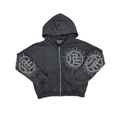 Vintage Cross Logo Cropped Zip Hoodie Underground Street Top