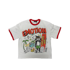 Vintage Ringer T‑Shirt Retro Cartoon Graphic Short Sleeve Streetwear Tee