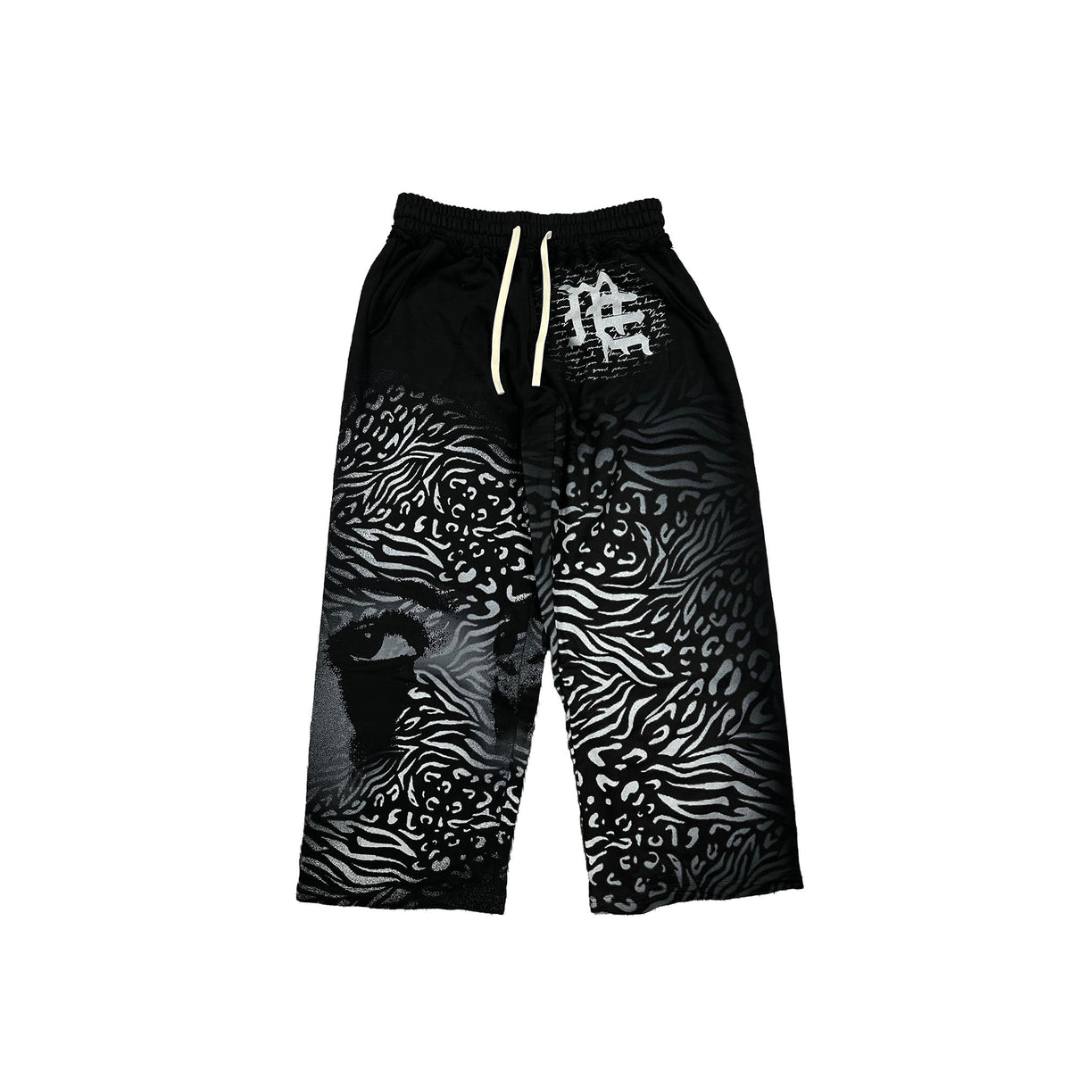 Hip‑Hop Abstract Art Print Wide Leg Baggy Sweatpants Men Casual Bottoms