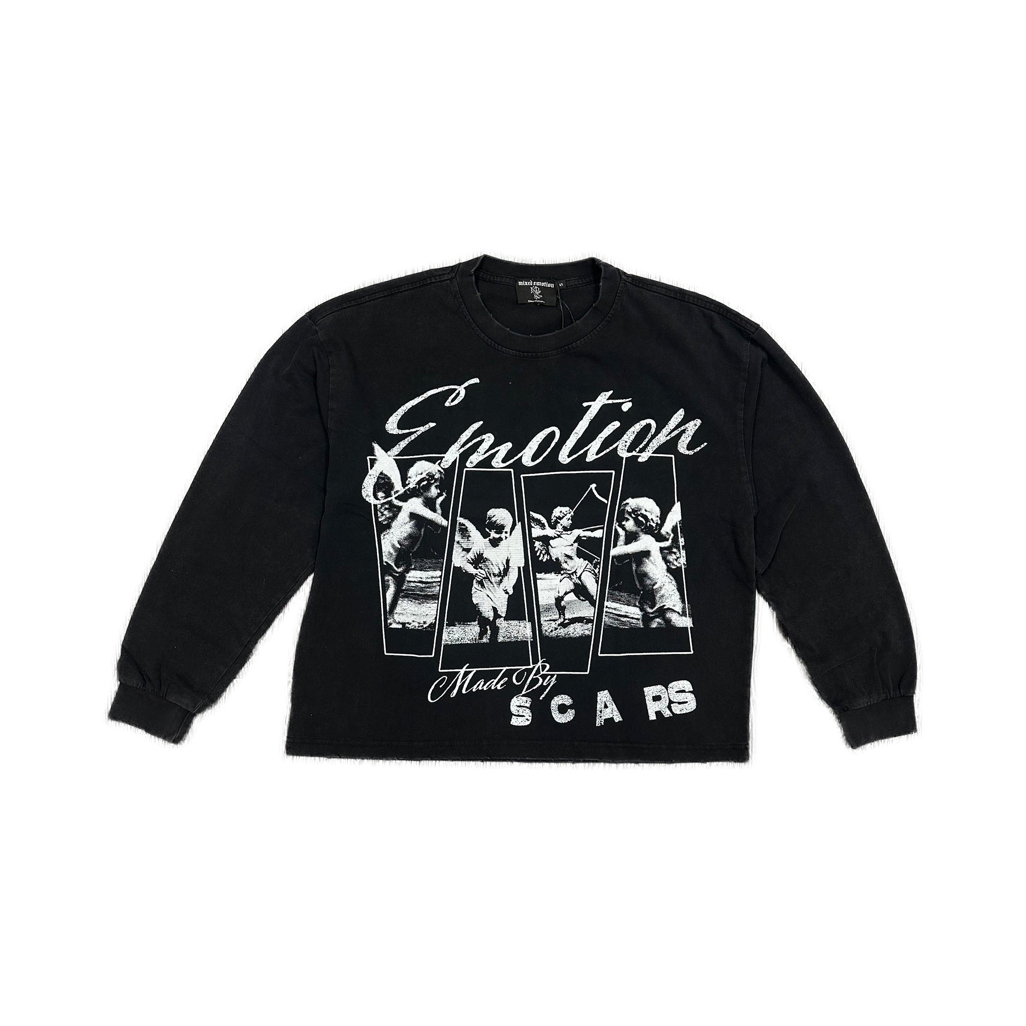 Black Vintage Portrait Graphic Long Sleeve T‑Shirt Men Streetwear Casual Top