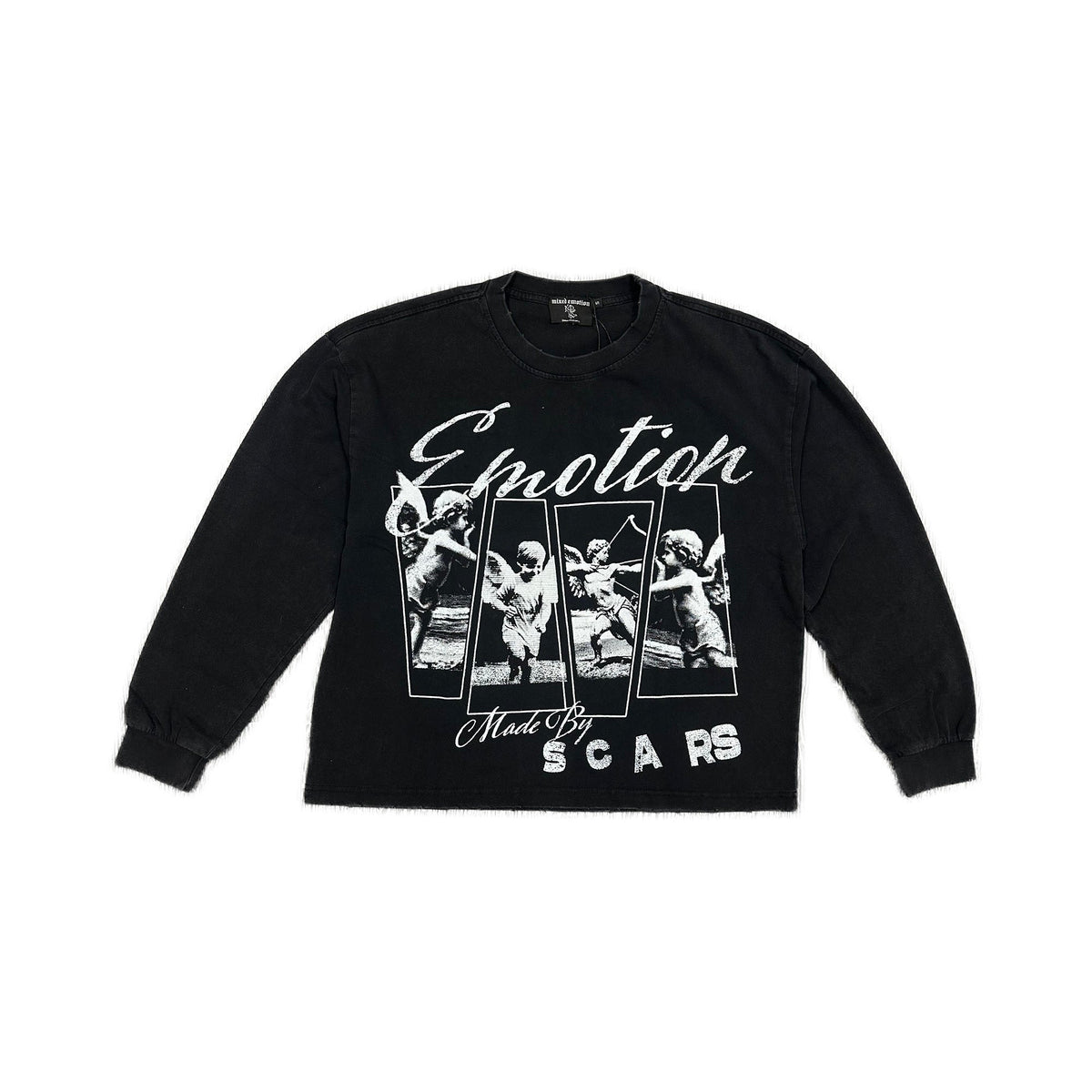 Black Vintage Portrait Graphic Long Sleeve T‑Shirt Men Streetwear Casual Top