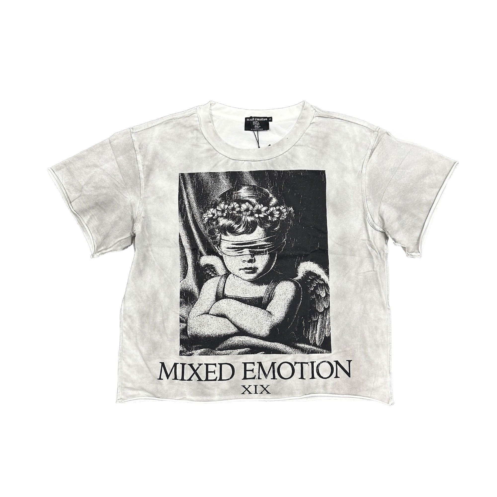 Washed Grey Angel Graphic T‑Shirt Men Vintage Streetwear Short Sleeve Tee