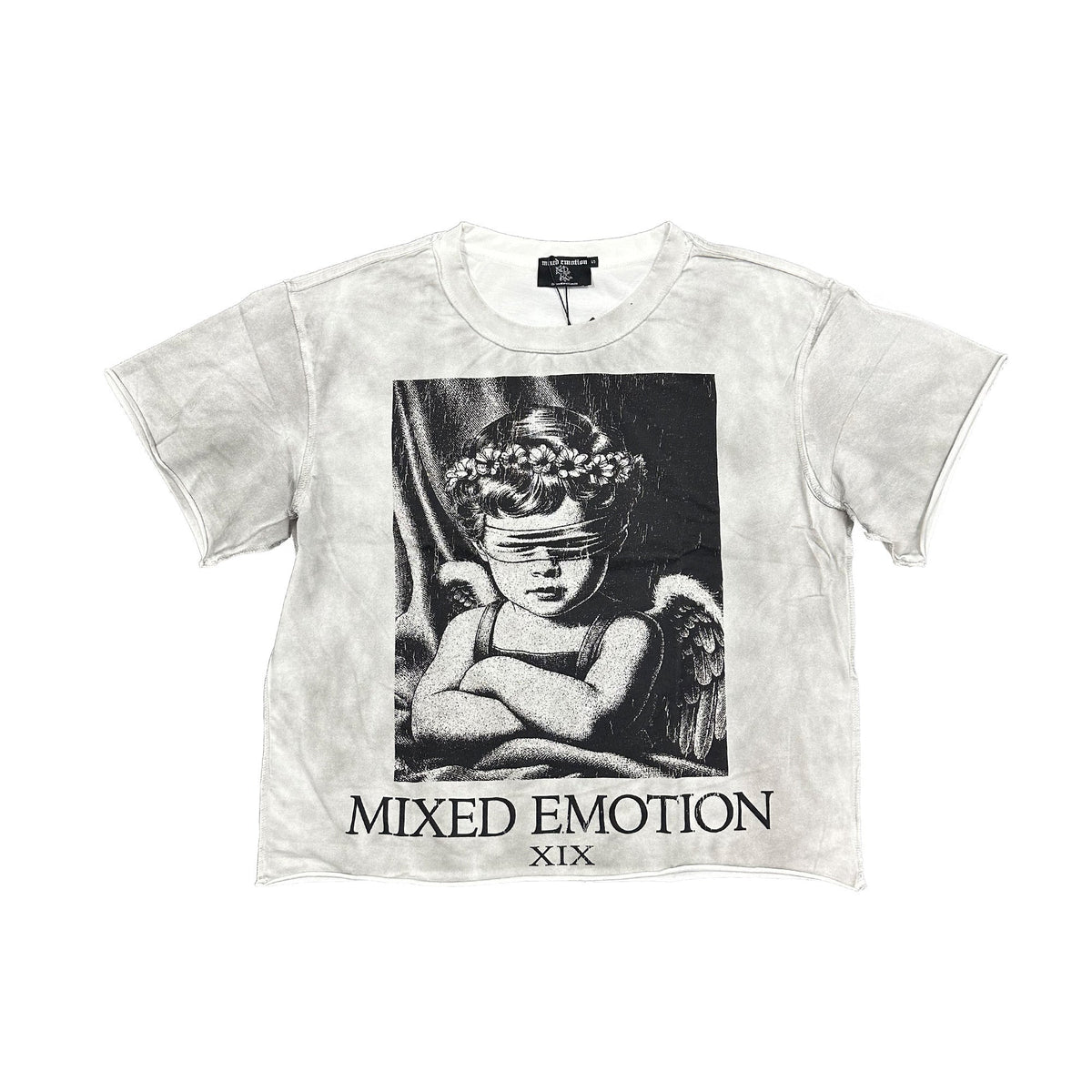 Washed Grey Angel Graphic T‑Shirt Men Vintage Streetwear Short Sleeve Tee