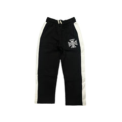 Retro Cross Graphic Straight‑Leg Sweatpants Black Contrast White Stripe Loose Fit Casual Street Pants