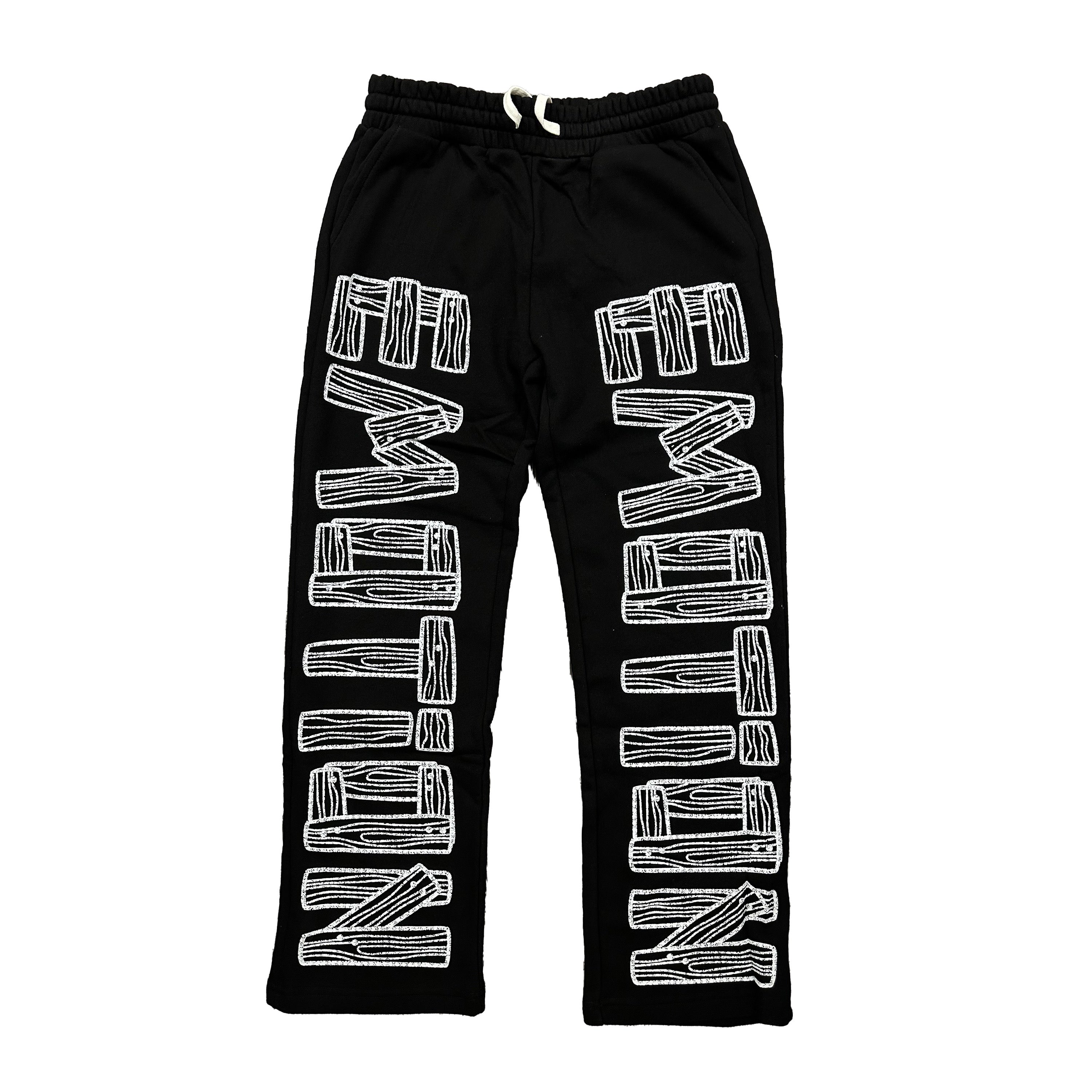 Retro Varsity Letter Graphic Baggy Sweatpants Men Hip‑Hop Wide Leg Trousers