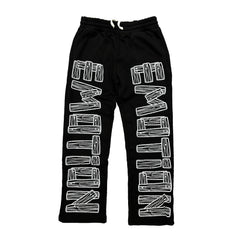 Retro Varsity Letter Graphic Baggy Sweatpants Men Hip‑Hop Wide Leg Trousers