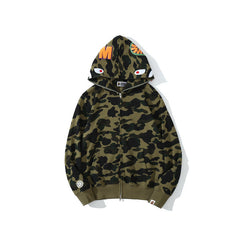 Cross border foreign trade wholesale new shark camouflage hooded cardigan zipper looped fleece men's and women's hoodie jacket trendy (7)