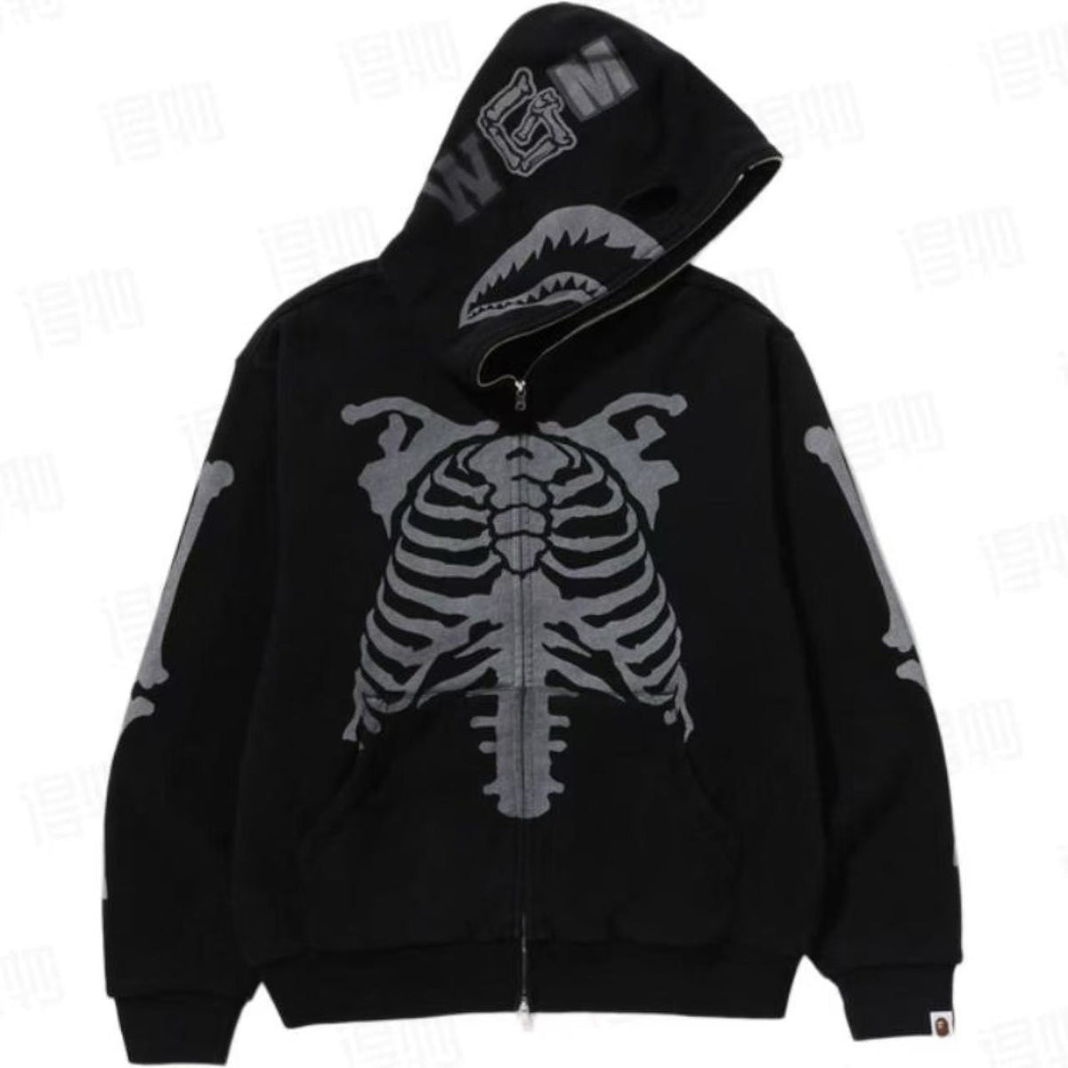 Cross border foreign trade wholesale new shark camouflage hooded cardigan zipper looped fleece men's and women's hoodie jacket trendy (44)