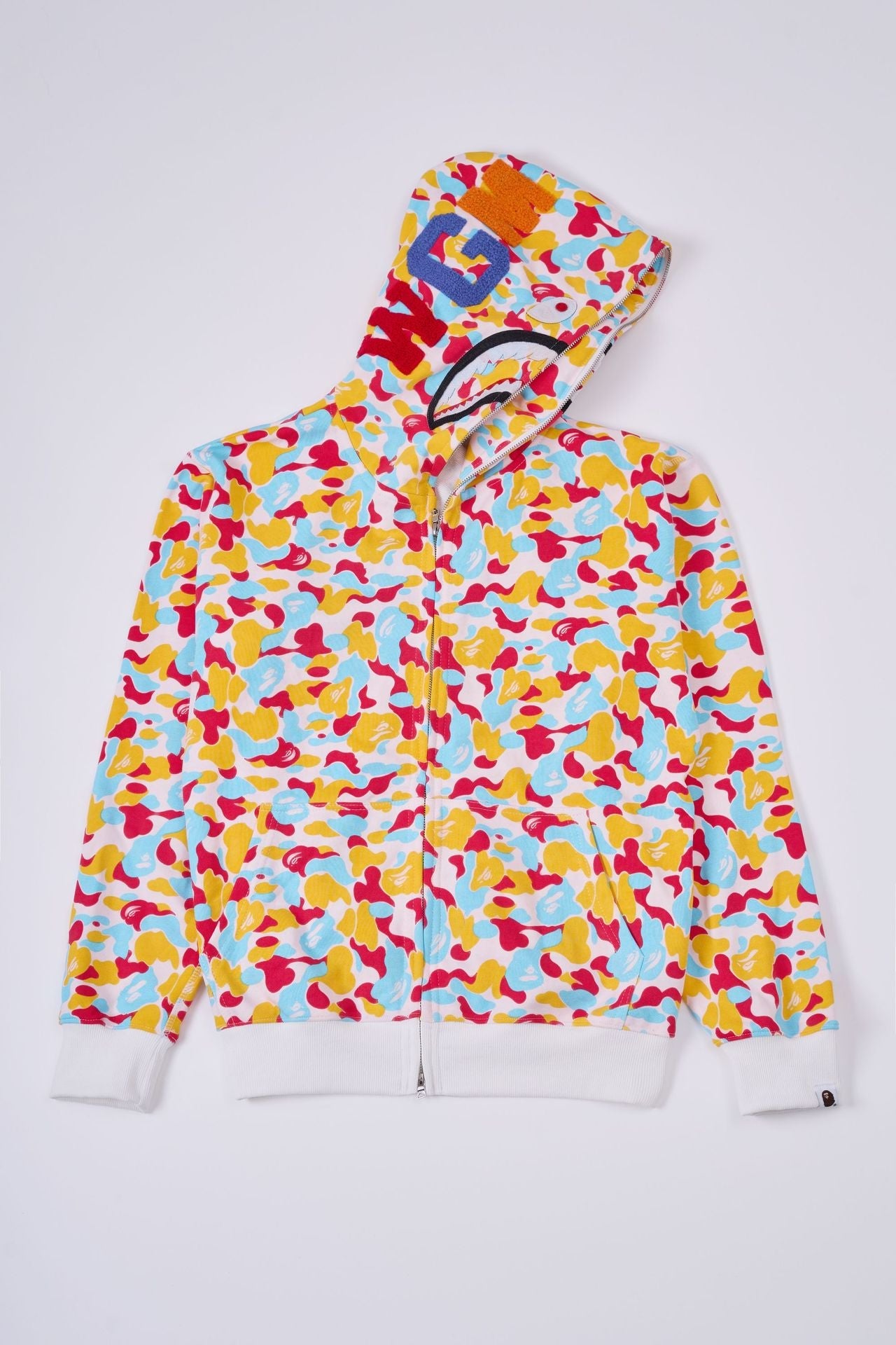 Cross border foreign trade wholesale new shark camouflage hooded cardigan zipper looped fleece men's and women's hoodie jacket trendy (42)