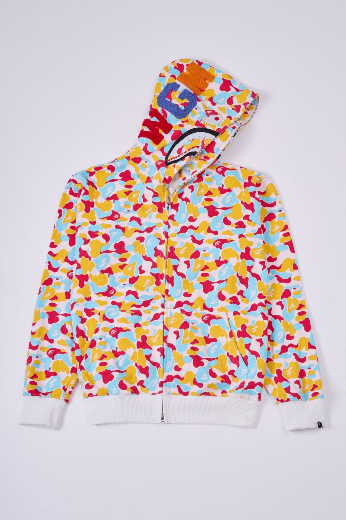 Cross border foreign trade wholesale new shark camouflage hooded cardigan zipper looped fleece men's and women's hoodie jacket trendy (42)
