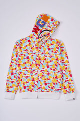 Cross border foreign trade wholesale new shark camouflage hooded cardigan zipper looped fleece men's and women's hoodie jacket trendy (42)