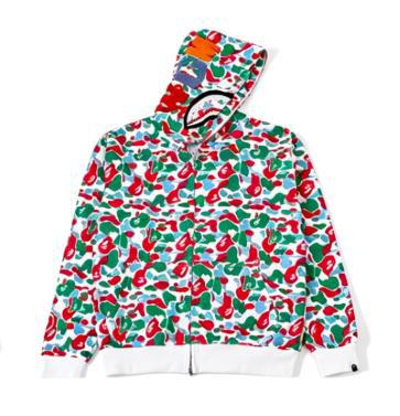 Cross border foreign trade wholesale new shark camouflage hooded cardigan zipper looped fleece men's and women's hoodie jacket trendy (39)