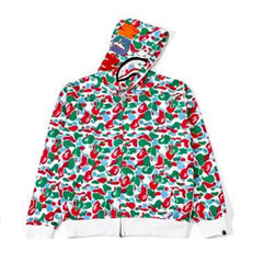 Cross border foreign trade wholesale new shark camouflage hooded cardigan zipper looped fleece men's and women's hoodie jacket trendy (39)