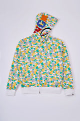 Cross border foreign trade wholesale new shark camouflage hooded cardigan zipper looped fleece men's and women's hoodie jacket trendy (41)