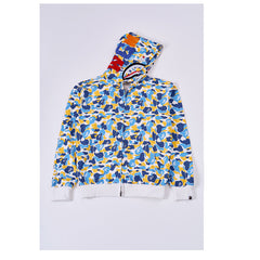 Cross border foreign trade wholesale new shark camouflage hooded cardigan zipper looped fleece men's and women's hoodie jacket trendy (43)