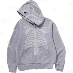 Cross border foreign trade wholesale new shark camouflage hooded cardigan zipper looped fleece men's and women's hoodie jacket trendy (45)