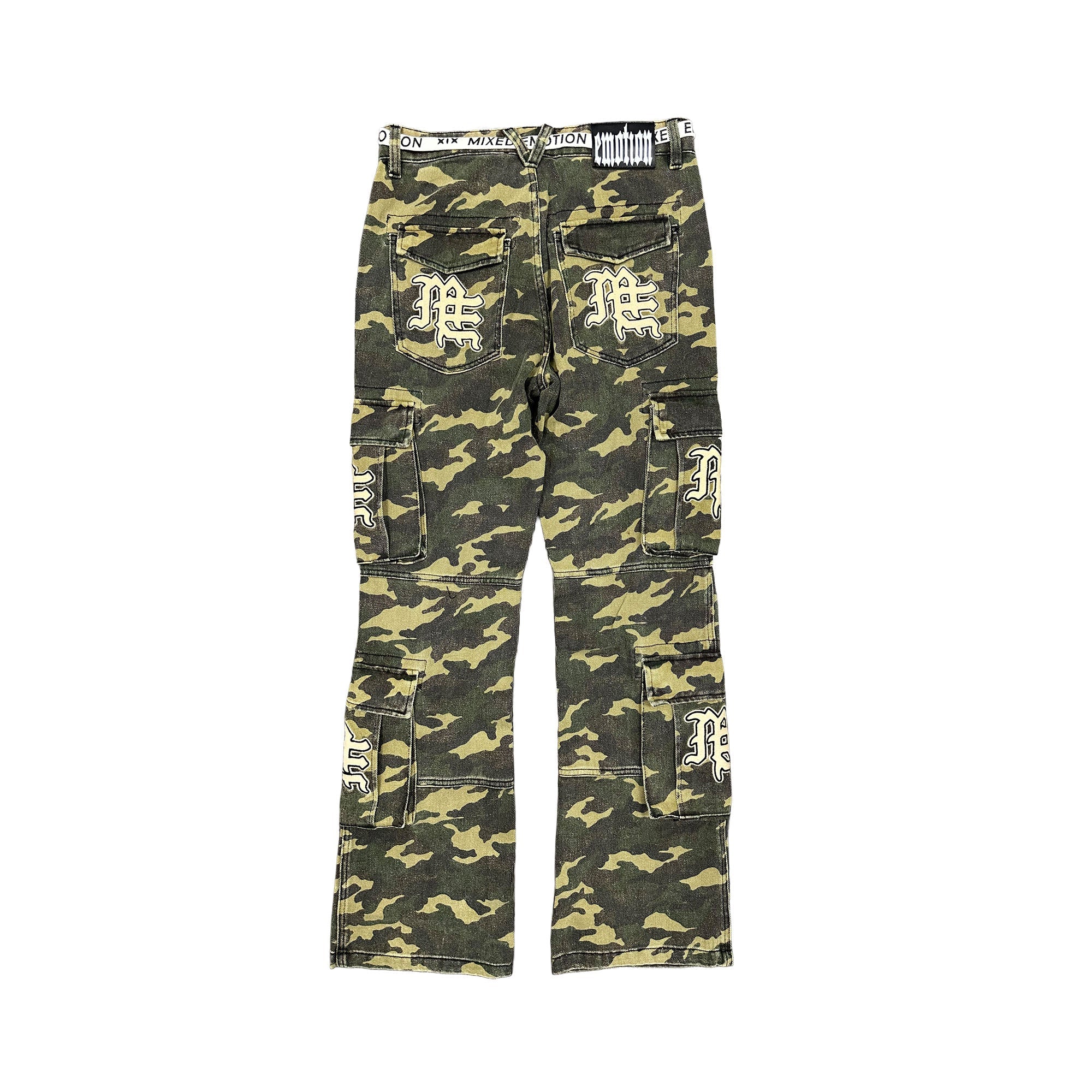 Underground Street Style Camo Drawstring Bootcut Cargo Pants