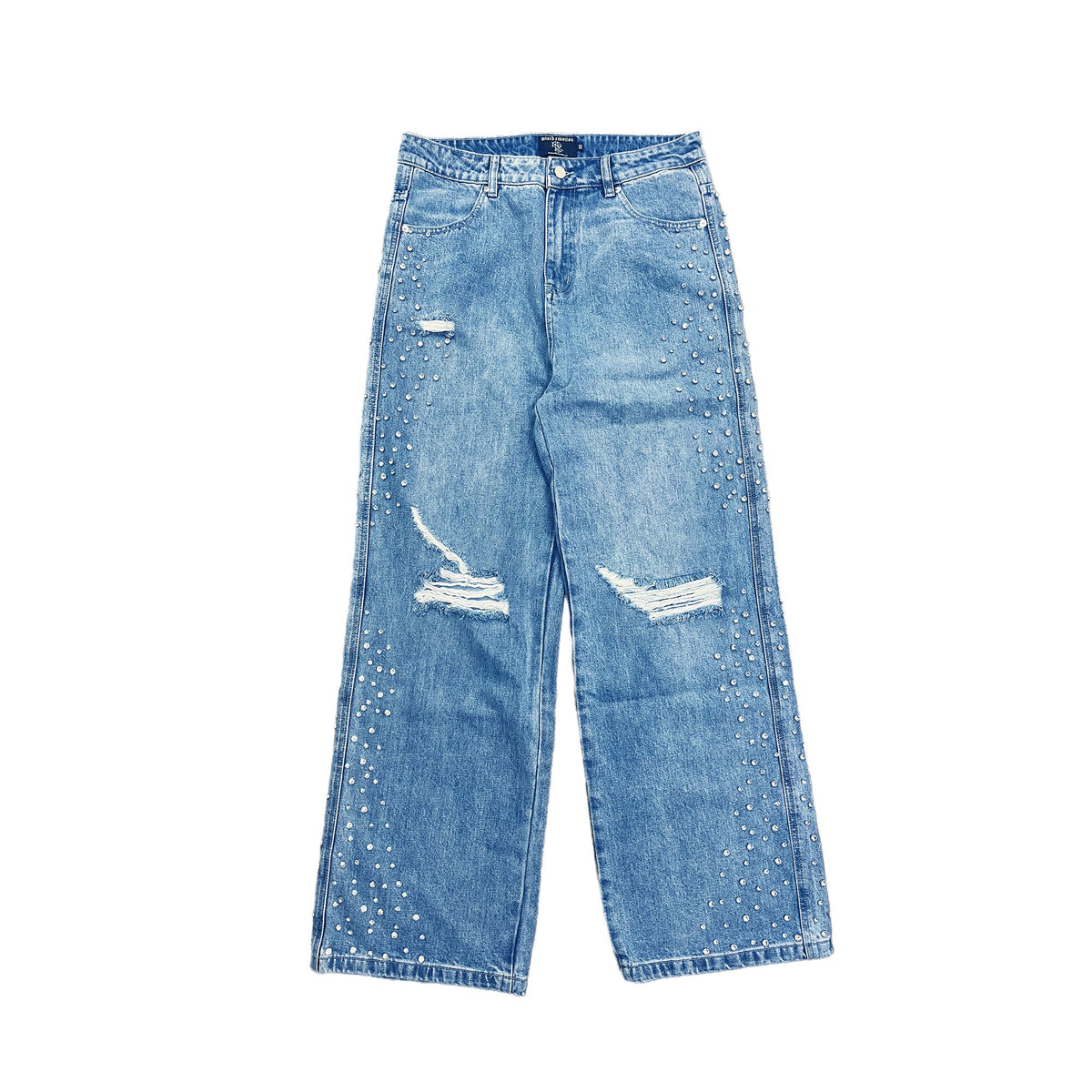 Distressed Ripped Baggy Wide‑Leg Jeans Vintage Wash Street‑wear Denim Pants
