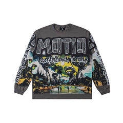 Dark Scenery Graphic Long Sleeve T‑Shirt Retro Streetwear Top