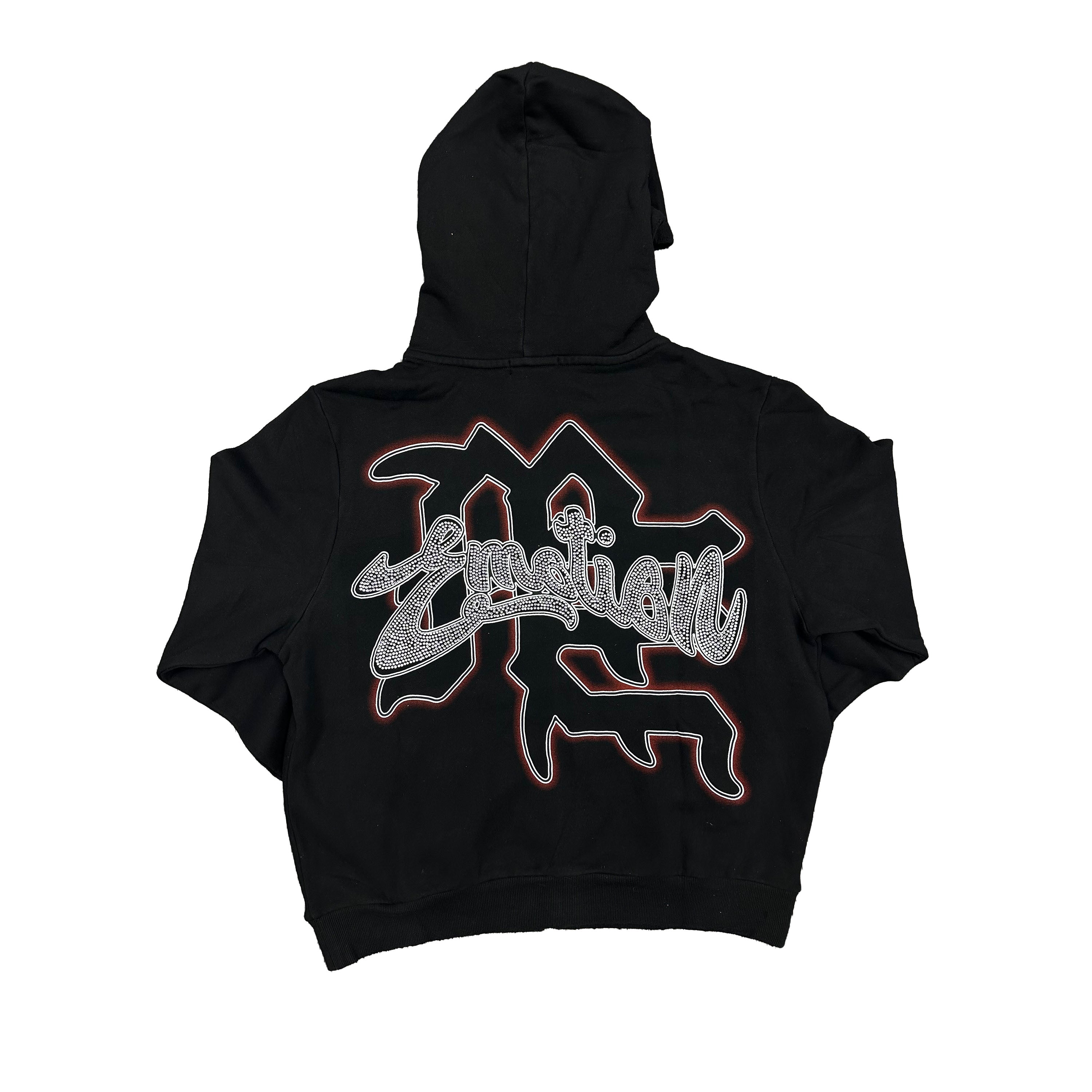 Black Zip‑Up Hoodie Vintage Angel Graphic Full‑Zip Street‑wear Hooded Jacket