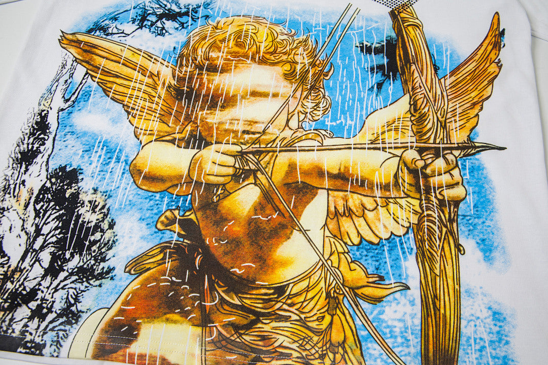 Vintage Golden Angel Graphic T‑Shirt White Oversized Streetwear Tee