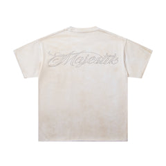 Off‑White Washed Vintage Skeleton City Tour Graphic Band‑Style T‑Shirt