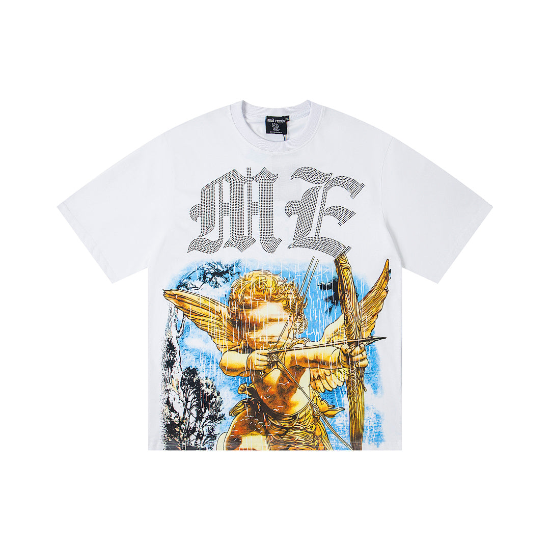 Vintage Golden Angel Graphic T‑Shirt White Oversized Streetwear Tee