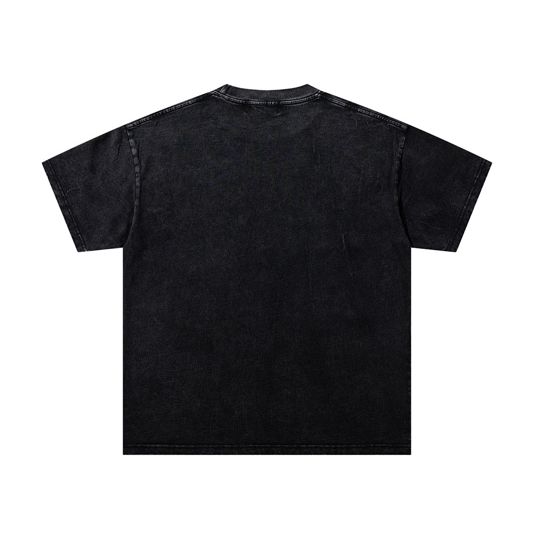 Black Washed Vintage Boxing Gloves Graphic Band‑Style T‑Shirt