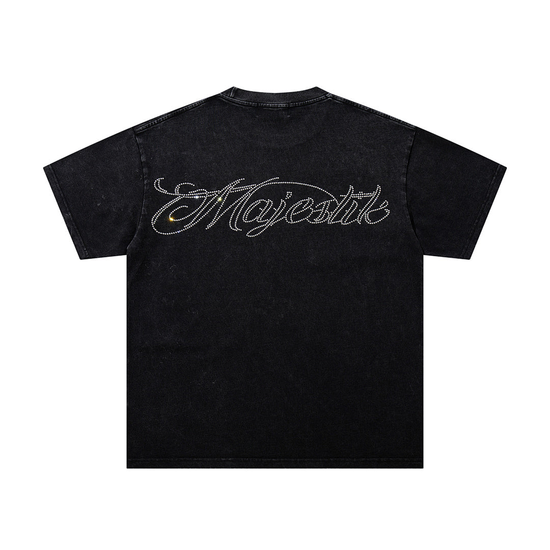 Black Vintage Blue‑Tone Grim Reaper Band‑Style Graphic T‑Shirt