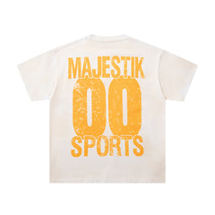 Off‑White Washed Vintage Sports Car Palm Double‑Sided Graphic T‑Shirt