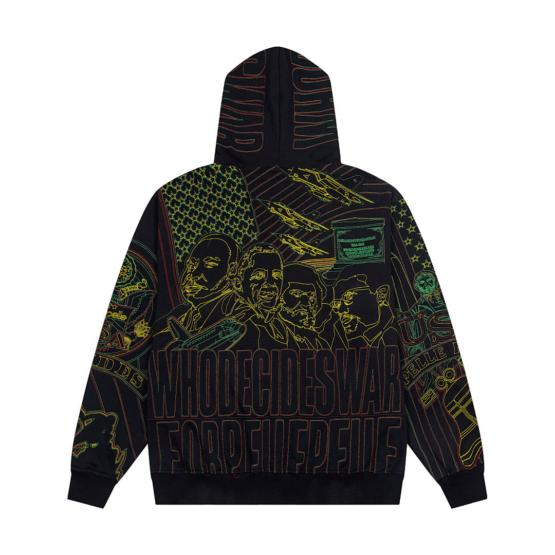 Vintage Black Dragon Tapestry Full‑Zip Hoodie
