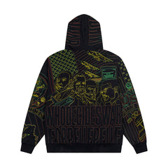 Vintage Black Dragon Tapestry Full‑Zip Hoodie