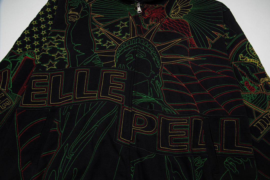 Vintage Black Dragon Tapestry Full‑Zip Hoodie