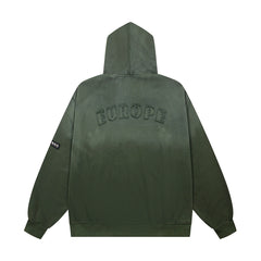 Vintage Dark Green Number 26 Embroidery Full‑Zip Hoodie