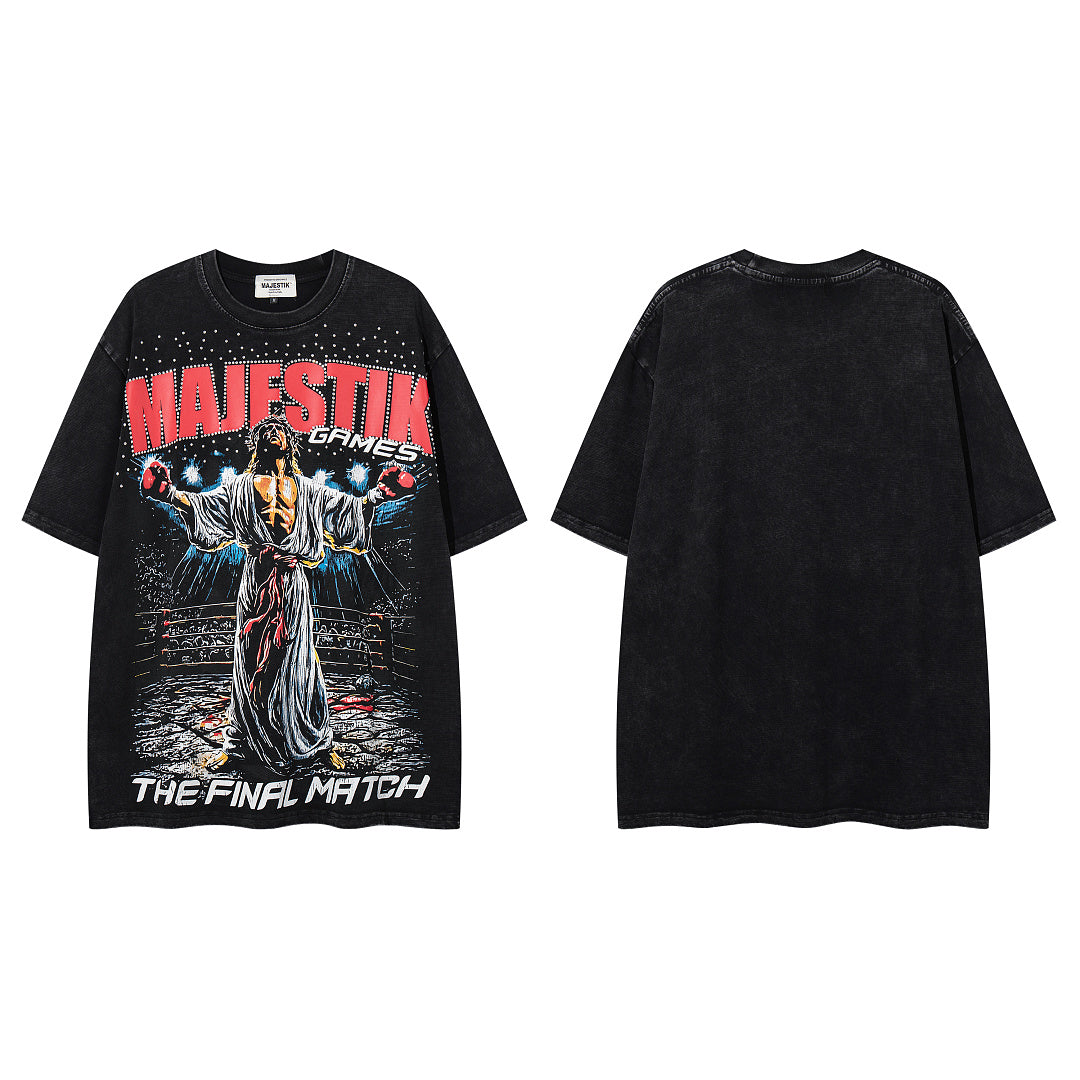 Vintage Black Majestik Games Graphic Short‑Sleeve T‑Shirt