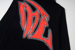 Retro Dark Print Zip‑Up Hooded Jacket Hip‑Hop Urban Street Outerwear