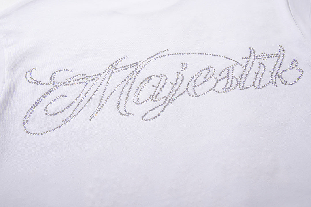 Vintage White MAJESTIC Flame Skull Graphic T‑Shirt