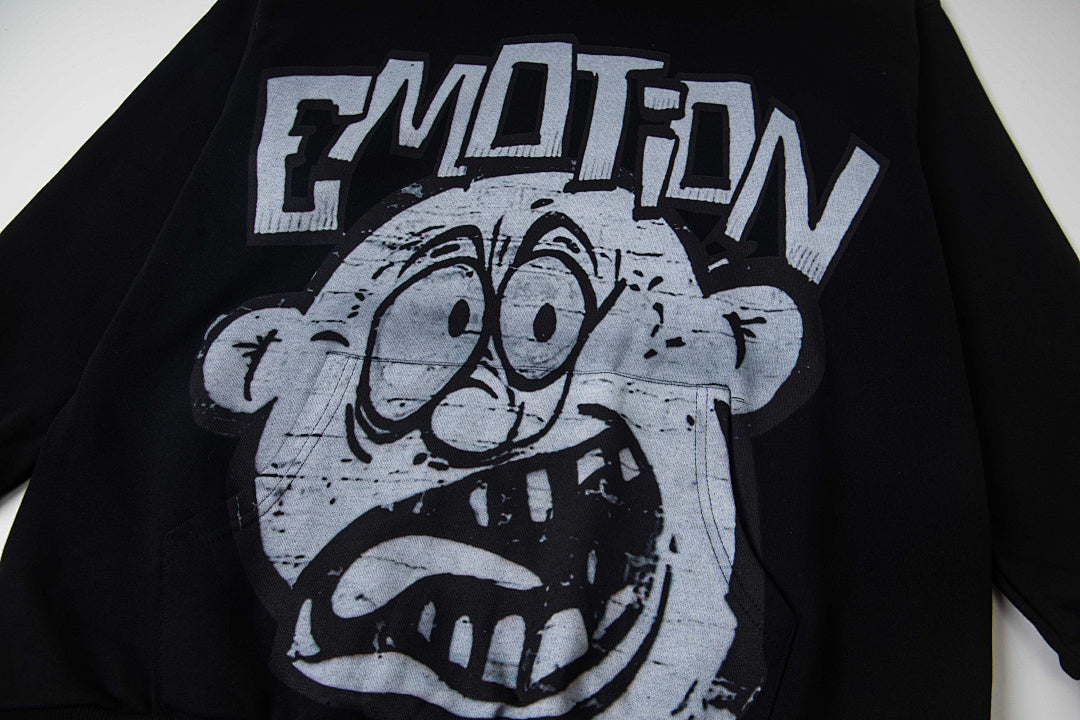 Black Vintage Cartoon Graphic Oversized Hoodie Gothic Streetwear Sweatshirt