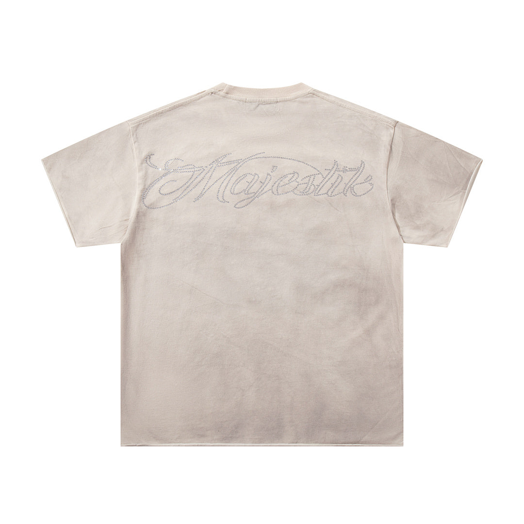 Khaki Washed Vintage Portrait Band‑Style Graphic T‑Shirt