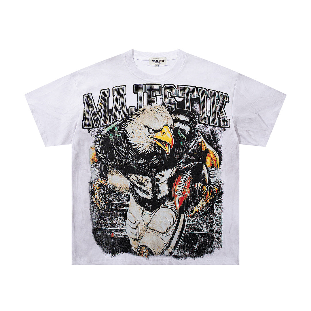 Off‑White Washed Vintage Eagle Tour Graphic Band‑Style T‑Shirt