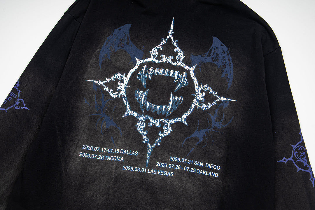 Vintage Black Blood Saga Full‑Zip Hoodie