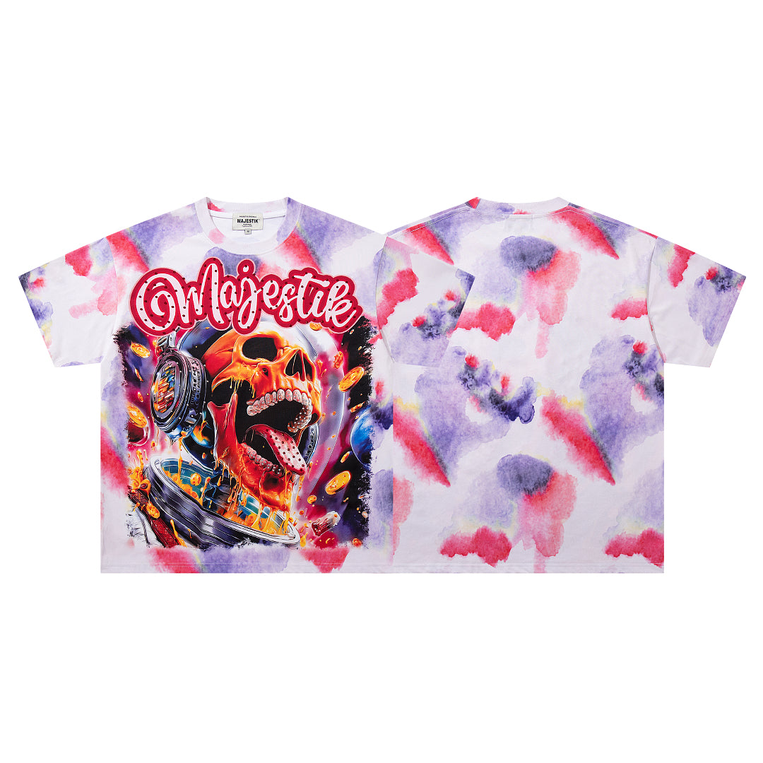 Tie‑Dye Skull Rock Band Vintage Graphic T‑Shirt