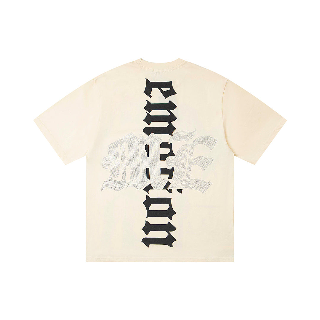 Cream Vintage Alien Beach Scene Graphic Oversized Crew‑Neck Street T‑Shirt