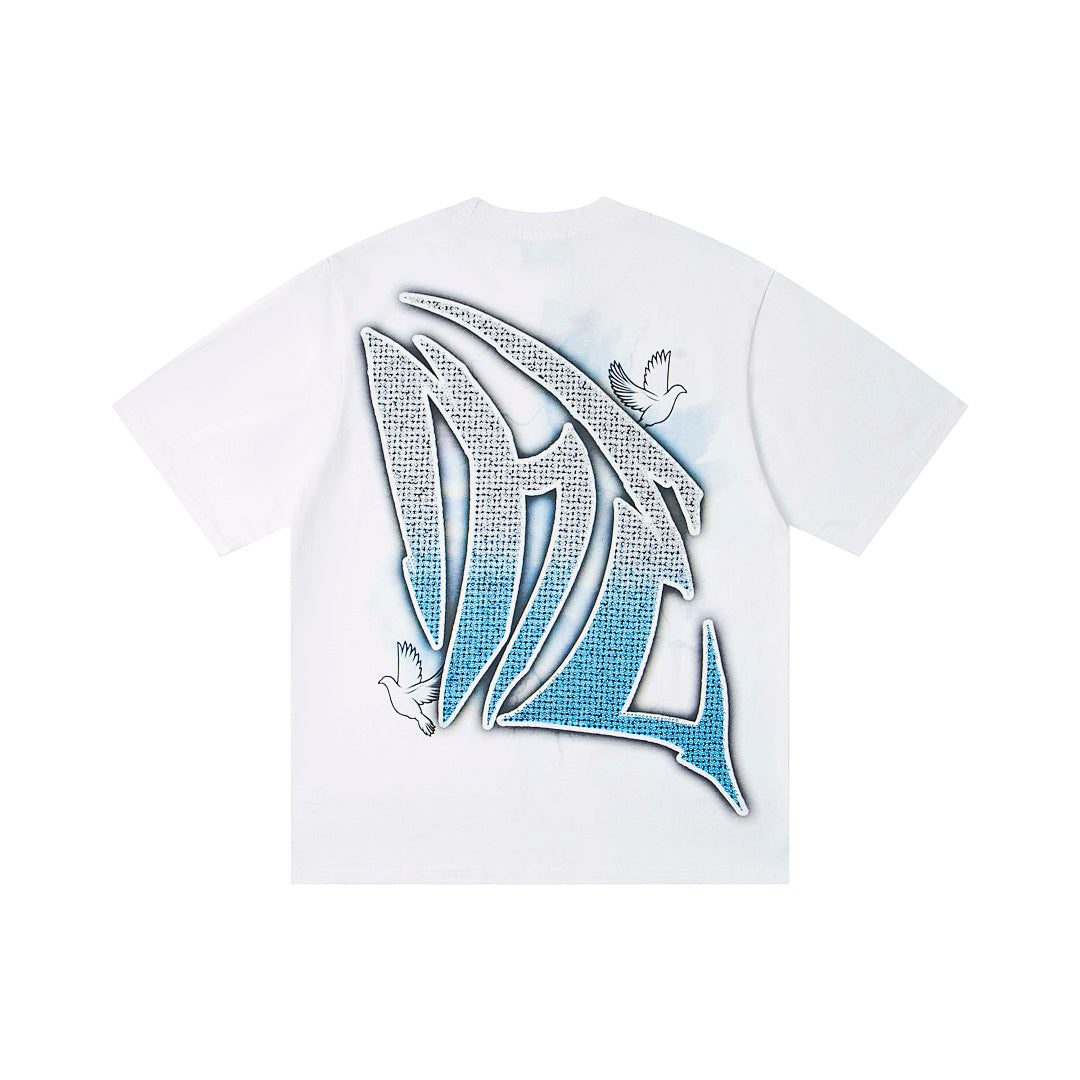 Vintage Angel Figure Graphic T‑Shirt White Oversized Streetwear Tee